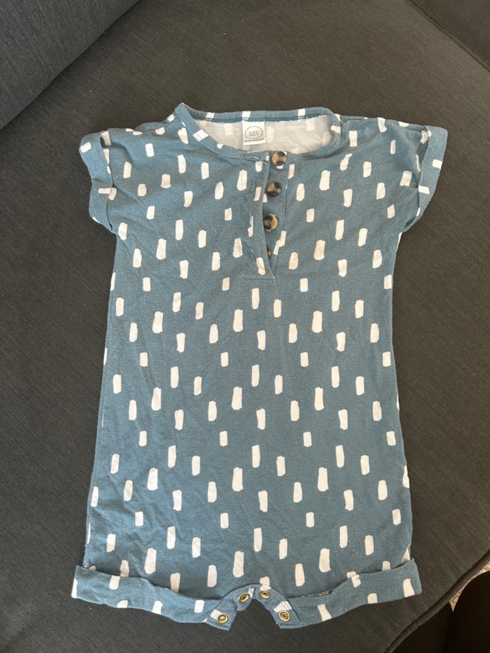 Lou Lou & Company Blue Dot-Print Short Sleeve Romper